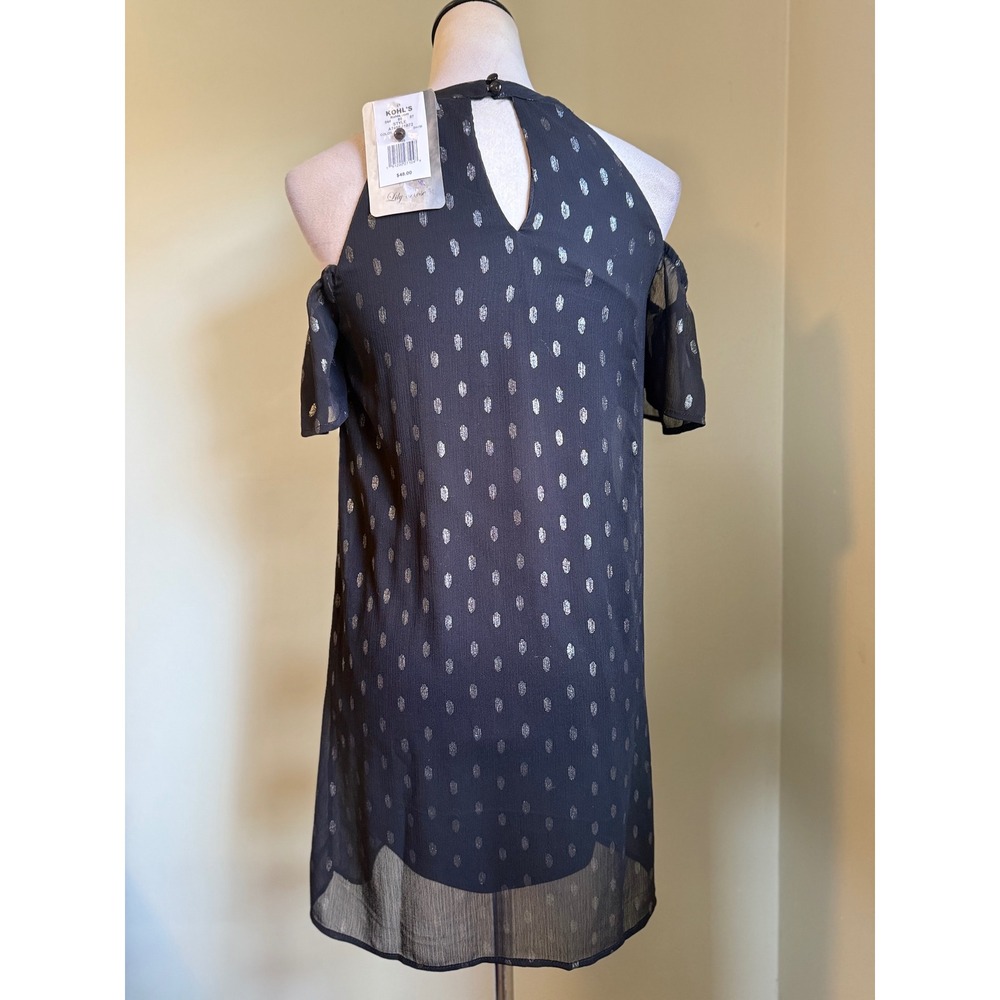 Lily Rose xs Cold Shoulder Cutout Dress Black Silver whimsigoth Y2K boho fairy - Picture 2 of 4